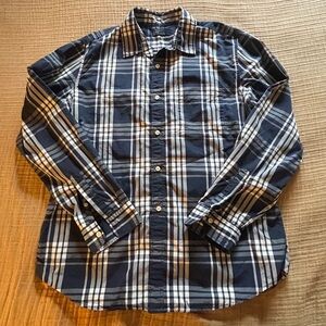 GAP Navy and White Plaid Casual Shirt